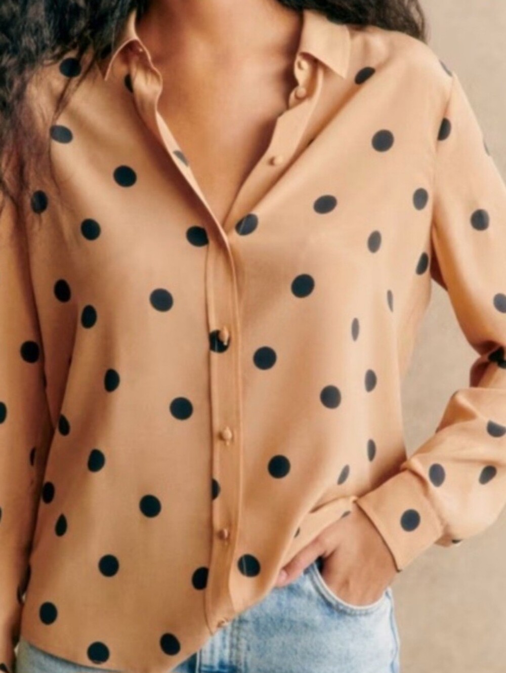 Sezane Ann Polka Dot Button-Up Shirt
